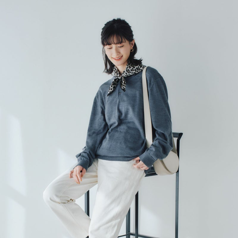 レオパードスカーフ＜グレー＞　シルク100%　日本製