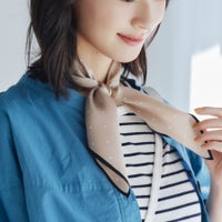 ピンドットスカーフ＜モカ＞　シルク100%　日本製