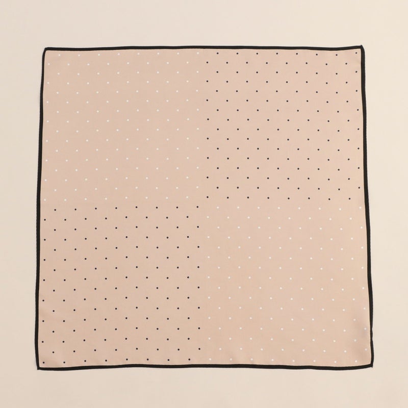 ピンドットスカーフ＜モカ＞　シルク100%　日本製