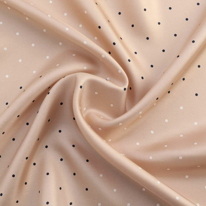 ピンドットスカーフ＜モカ＞　シルク100%　日本製