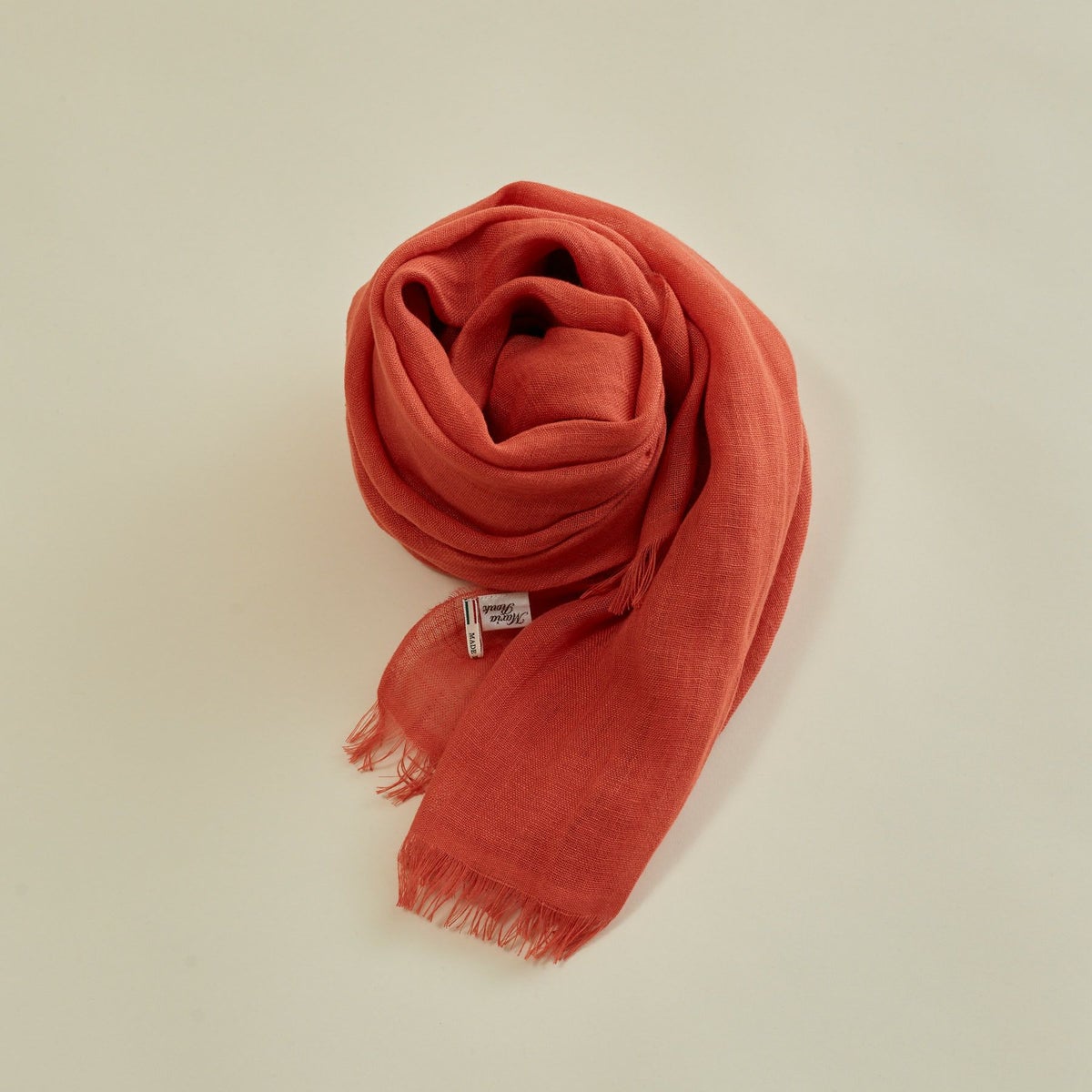  大判リネンストール＜レッド＞ イタリア製