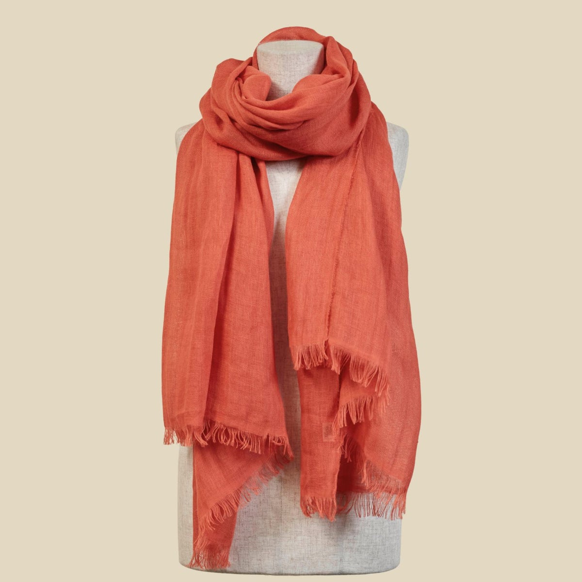 イタリア製大判リネンストール レッドの写真