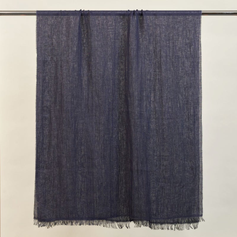 イタリア製大判リネンストール　ネイビーの写真