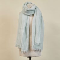 イタリア製　大判リネンストールのサックス