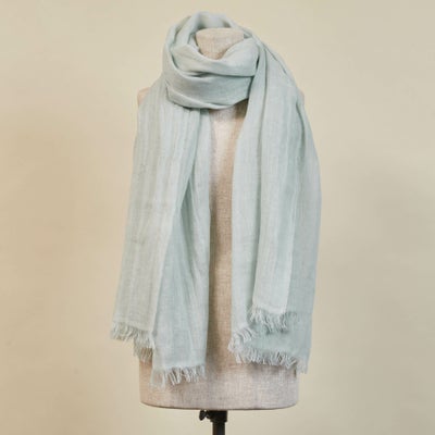 イタリア製　大判リネンストールのサックス