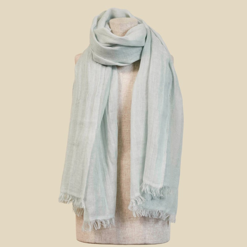 イタリア製大判リネンストール サックスの写真