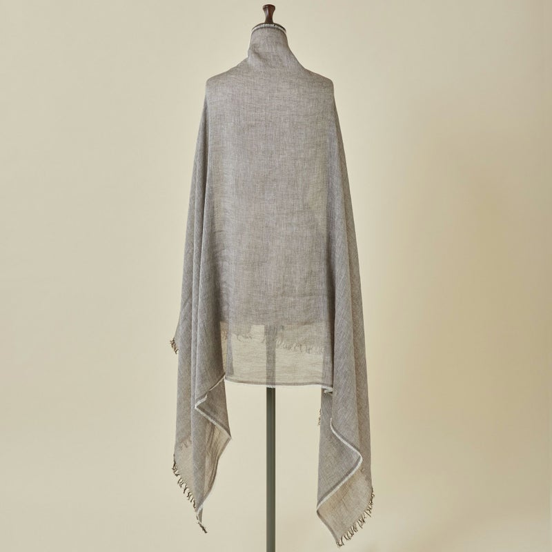 イタリア製　大判リネンコットンストールのブラウン