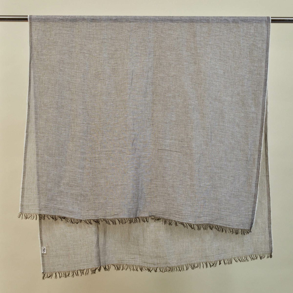 イタリア製　大判リネンコットンストールのブラウン