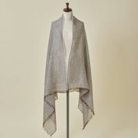 イタリア製　大判リネンコットンストールのブラウン