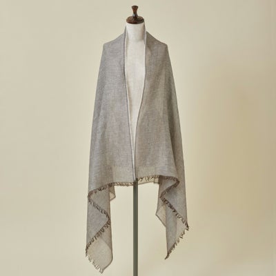 イタリア製　大判リネンコットンストールのブラウン