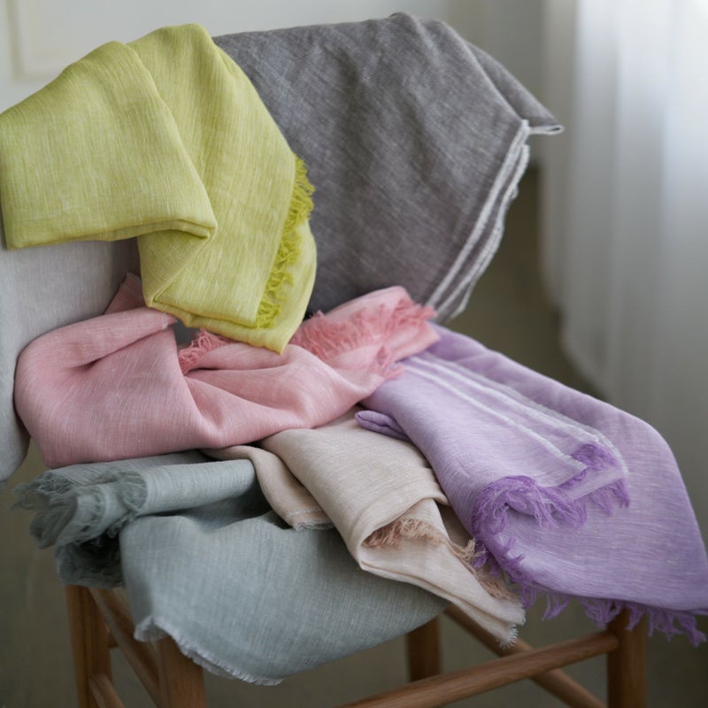 イタリア製　大判リネンコットンストール