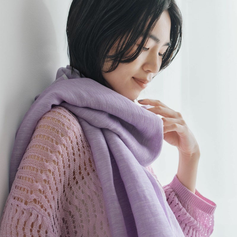 大判リネンコットンストール＜パープル＞ イタリア製