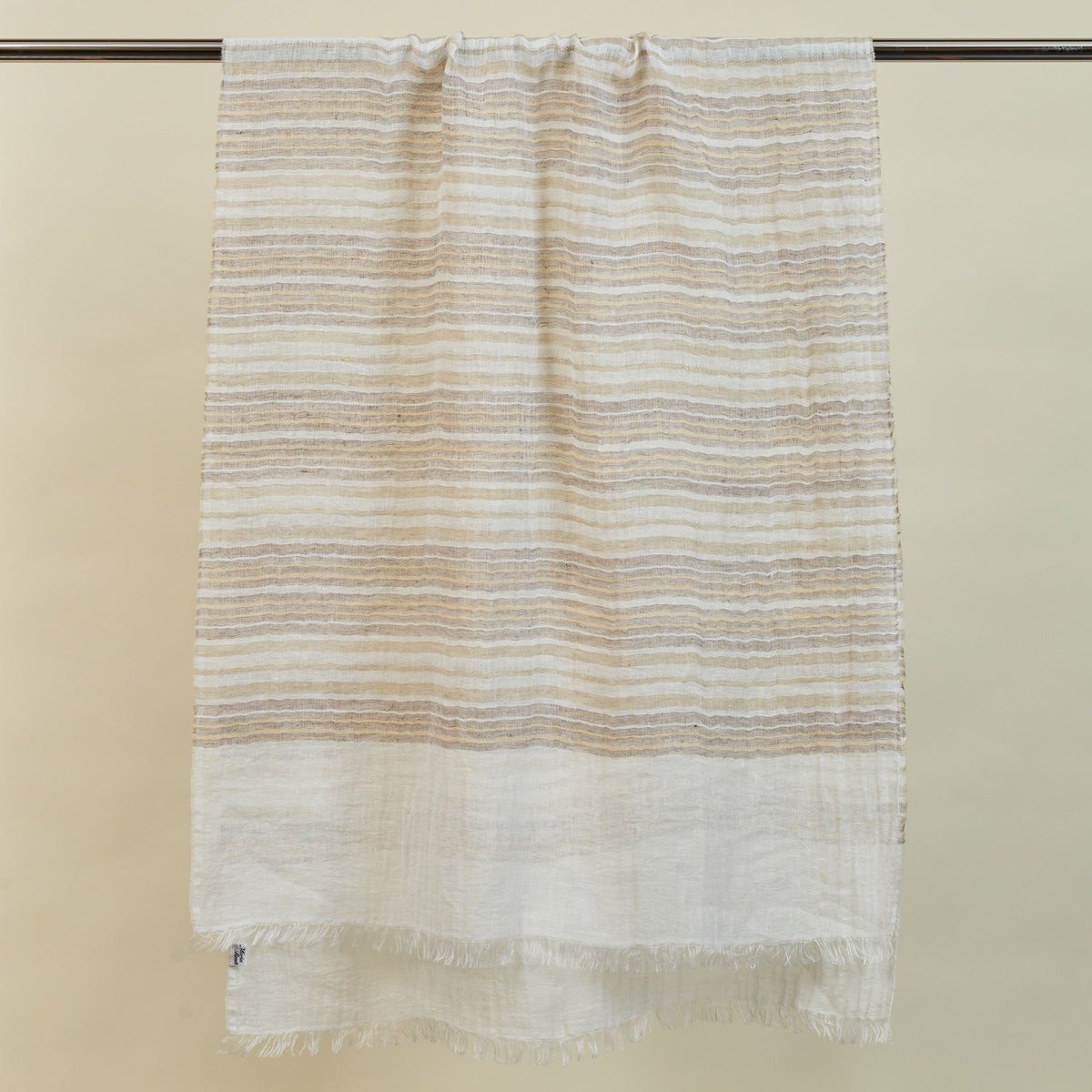 大判リネンボーダーストール