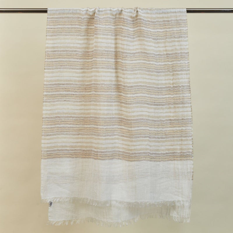 大判リネンボーダーストール