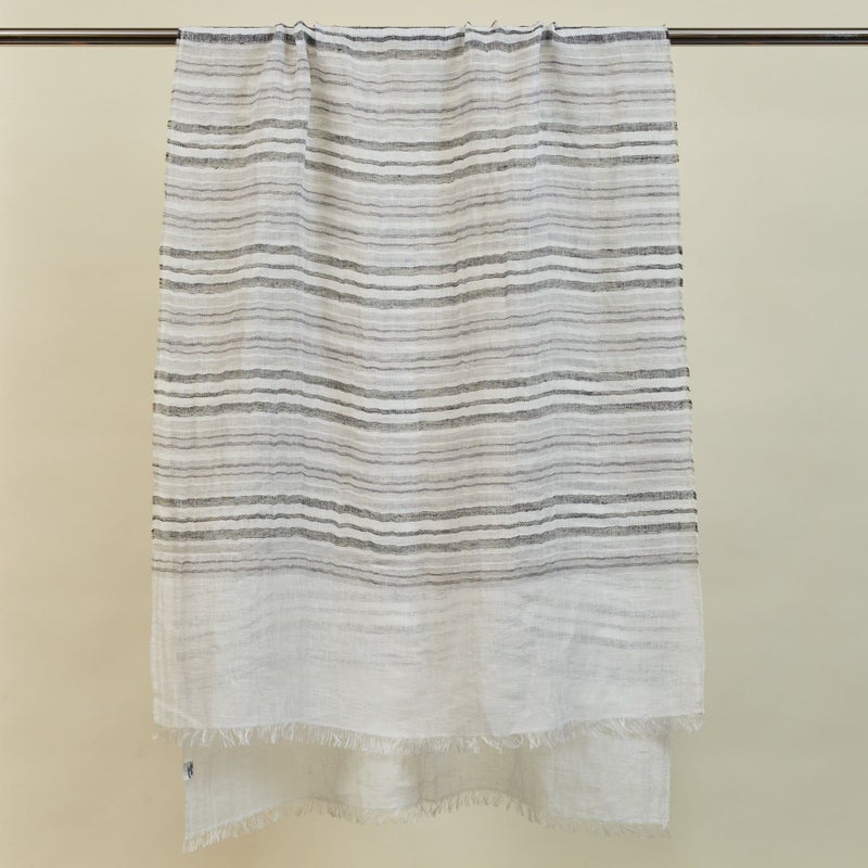 大判リネンボーダーストール