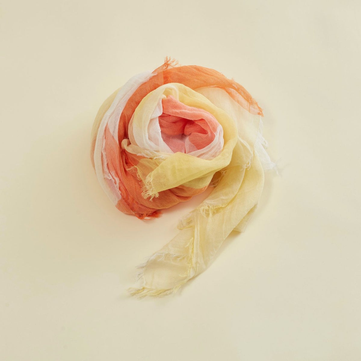 日本製コットンスクエアチェックストール　オレンジの写真