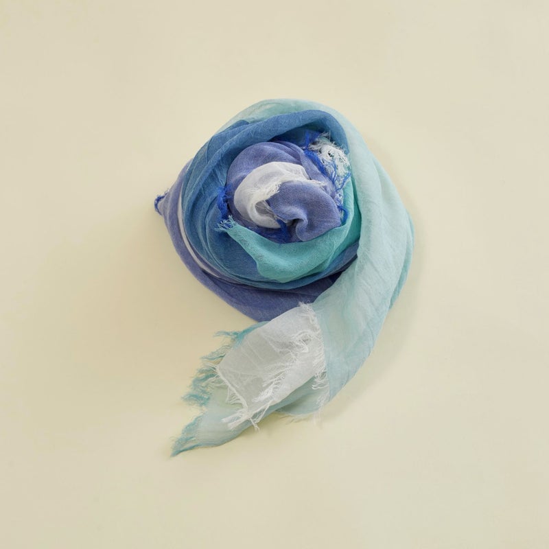 コットンスクエアチェックストール ブルーの写真