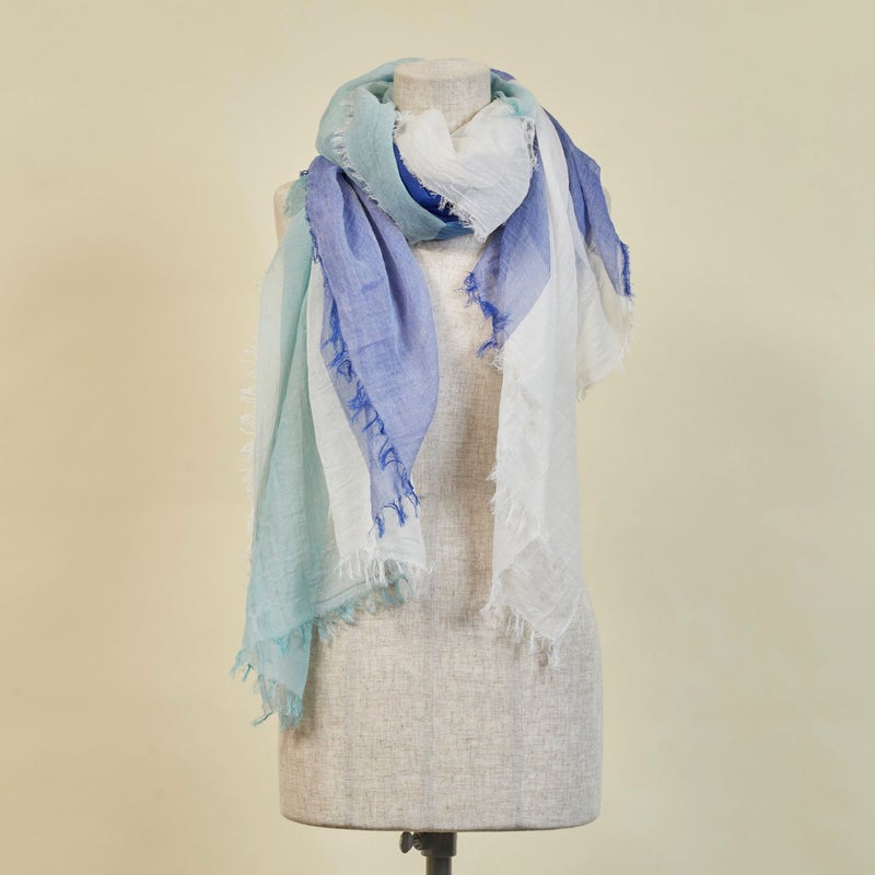 コットンスクエアチェックストール ブルーの写真