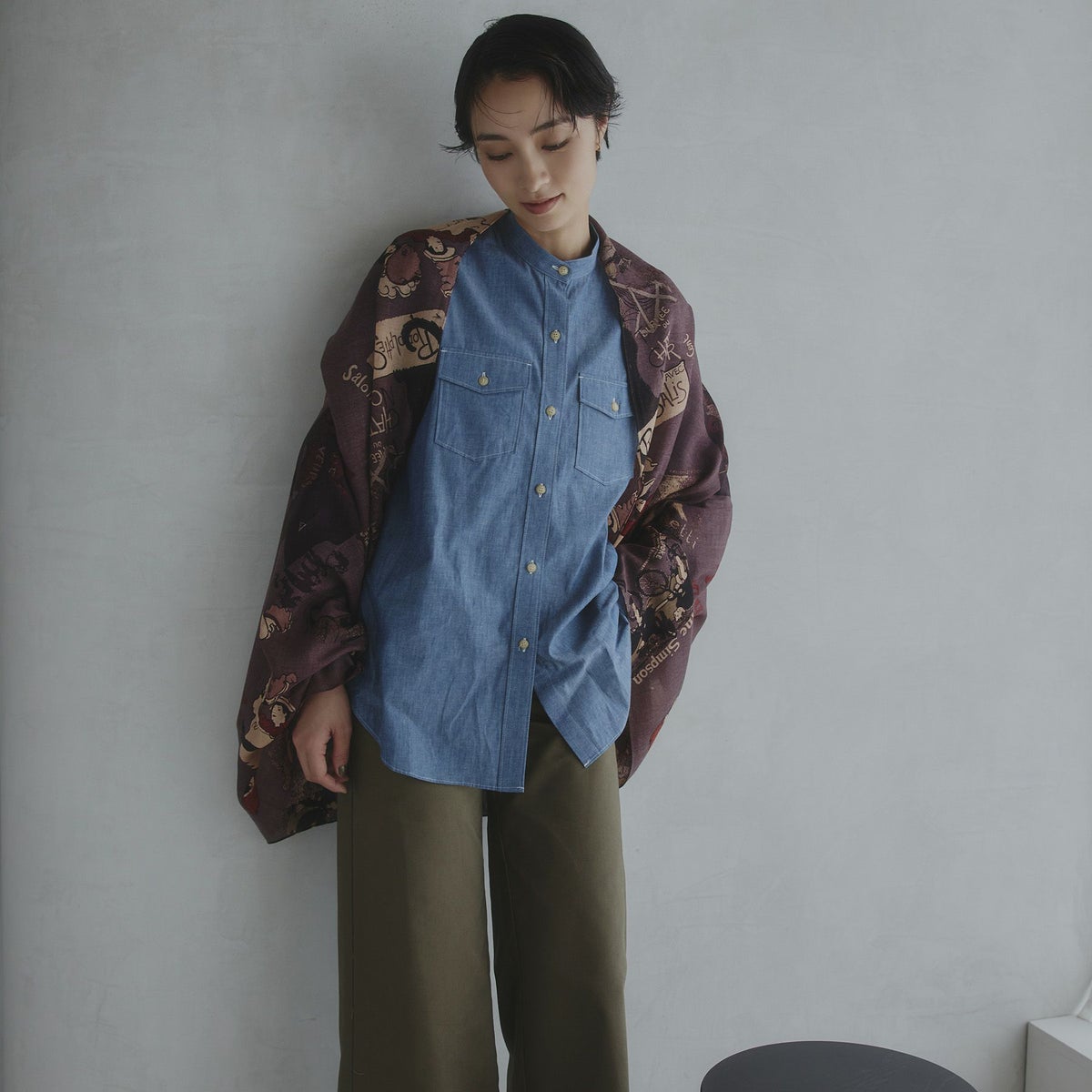  ロートレックカシミヤブレンドストール 日本製＜ボルドー＞