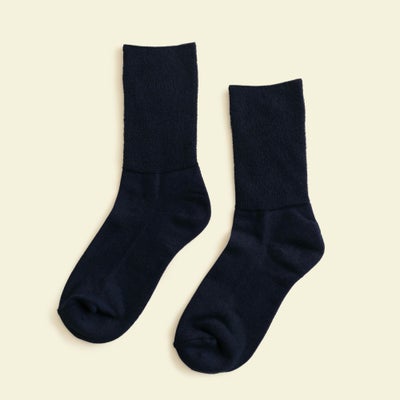 オーガニックコットンふわふわパイルソックス＜ダークネイビー＞　日本製