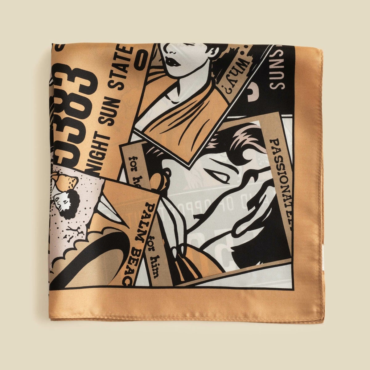 アメコミスカーフのキャメル