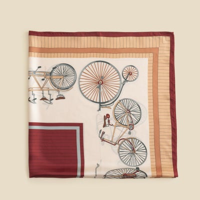 自転車柄スカーフのボルドー