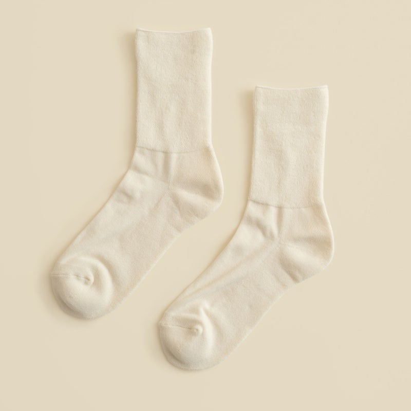 オーガニックコットンふわふわパイルソックス＜オフホワイト＞　日本製