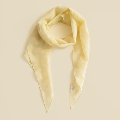  ドット剣先コットンリネンスカーフのイエロー