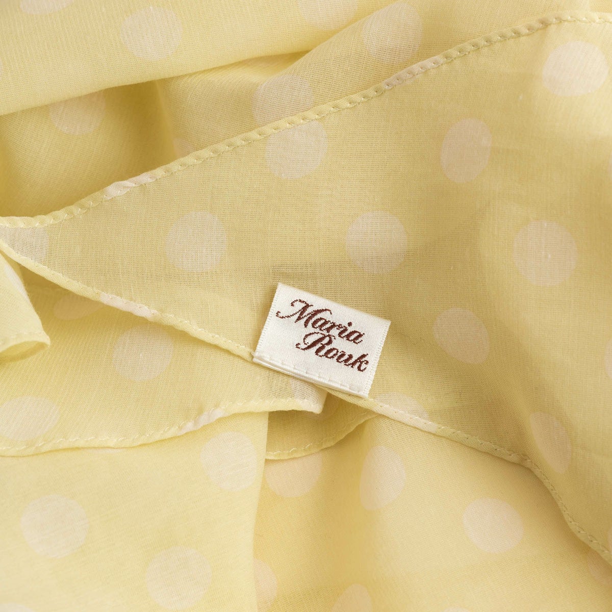   ドット剣先コットンリネンスカーフのイエロー