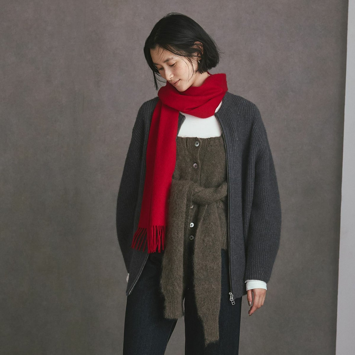 カシミヤ100%無地マフラー