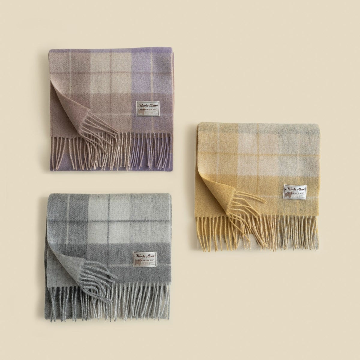 カシミヤブレンドチェックリバーシブルマフラー