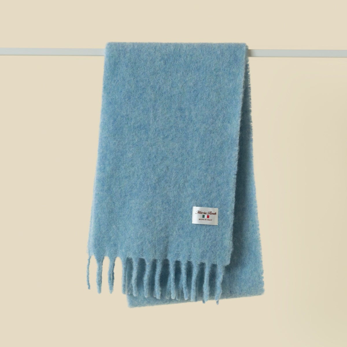 イタリア製アルパカ無地ボリュームマフラー＜サックス＞