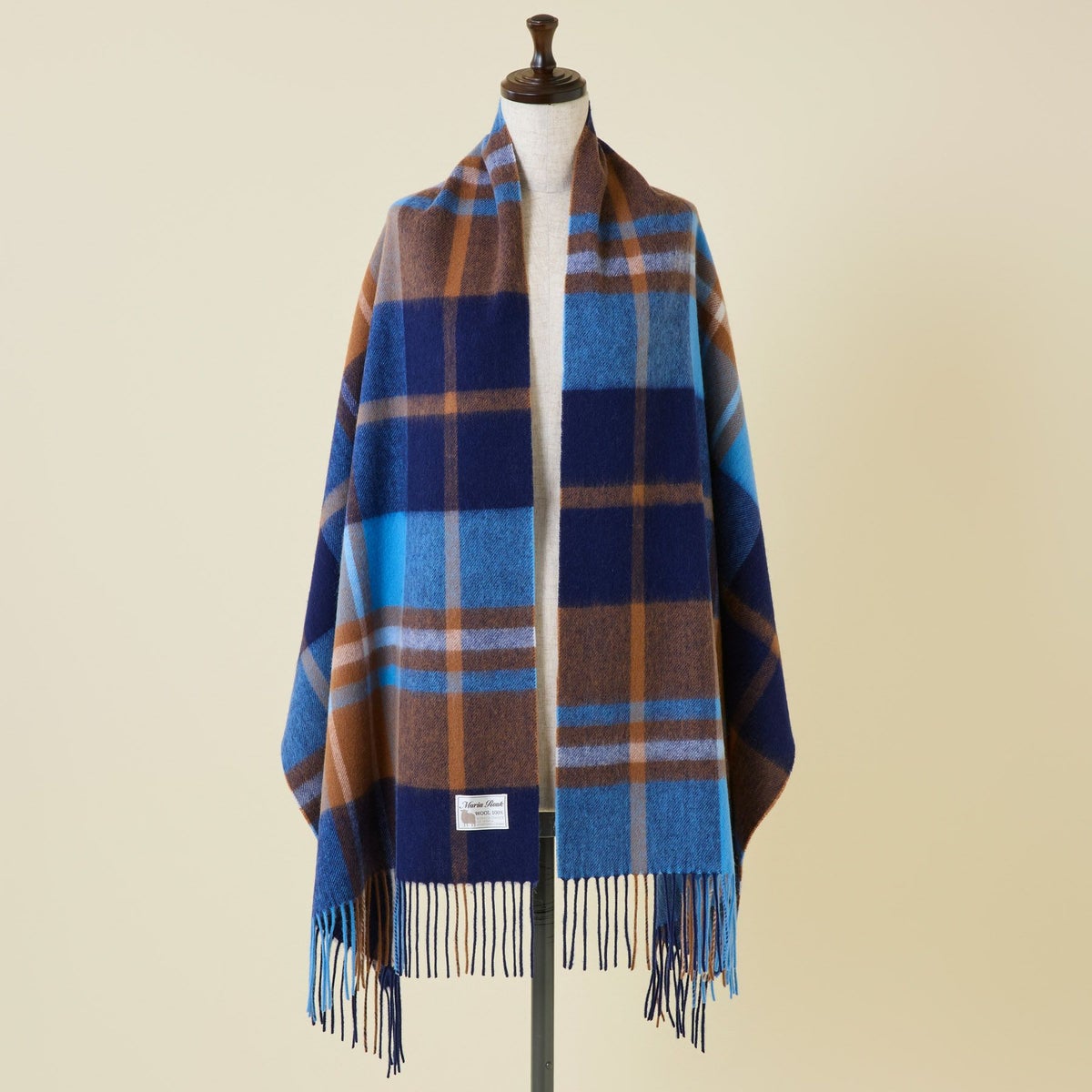  ウール100%チェックストール