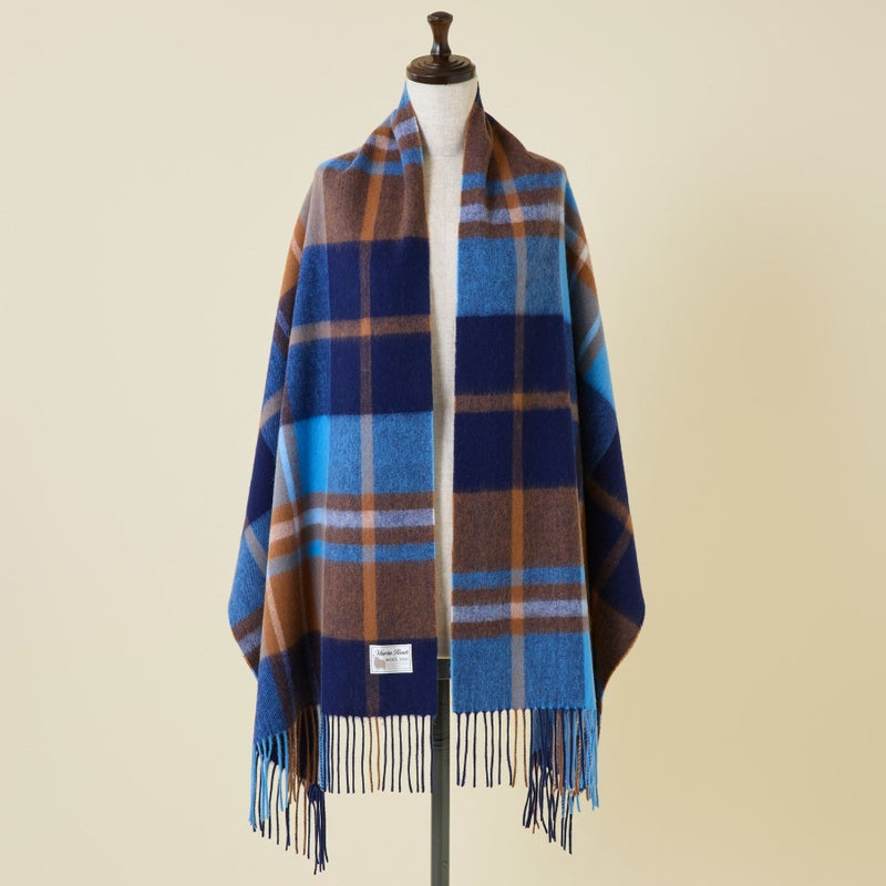  ウール100%チェックストール