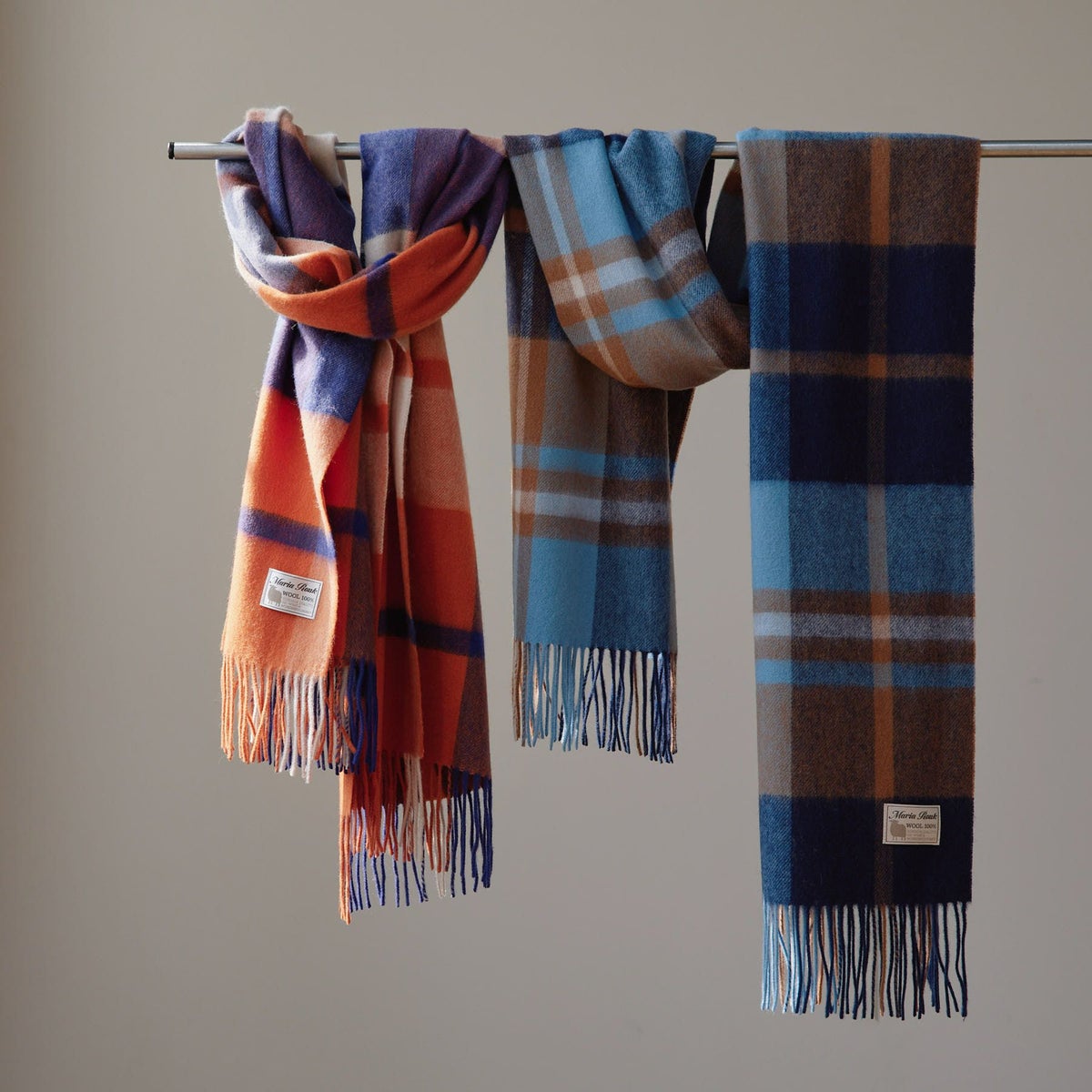  ウール100%チェックストール