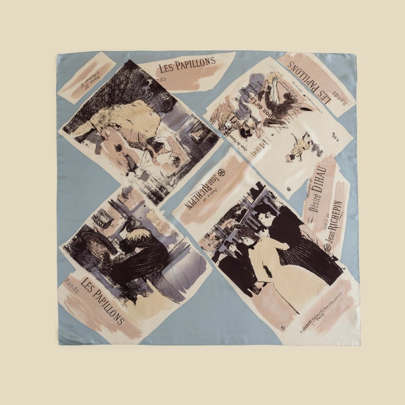  ロートレックペイントスカーフ＜サックスブルー＞