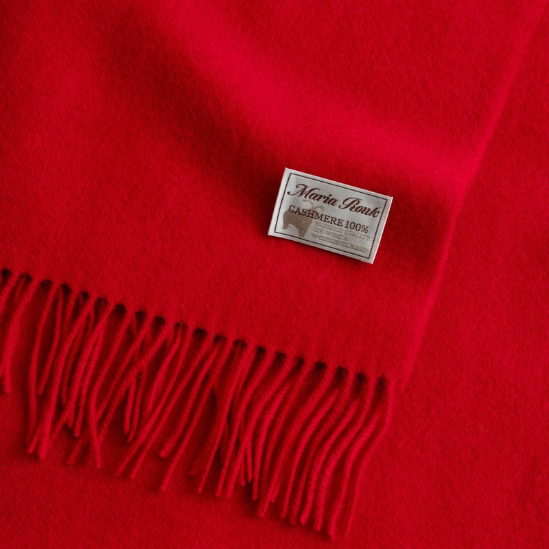 【長寿祝いギフトセット】カシミヤ100%無地マフラー＜レッド＞