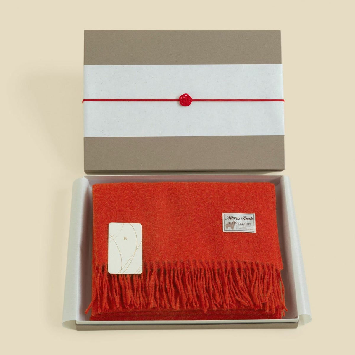  【長寿祝いギフトセット】カシミヤ100%メランジストール＜レッド＞