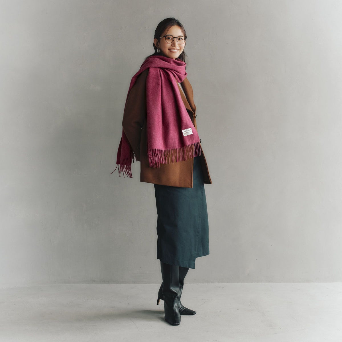 【長寿祝いギフトセット】カシミヤ100%メランジストール＜ワイン＞