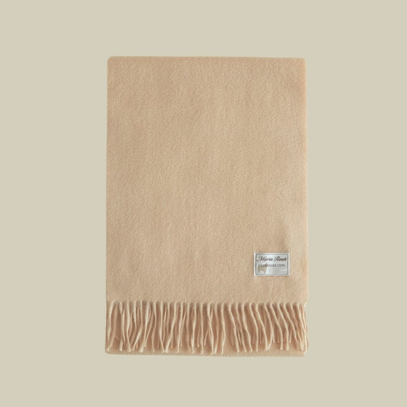【長寿祝いギフトセット】カシミヤ100%無地マフラー＜ベージュ＞