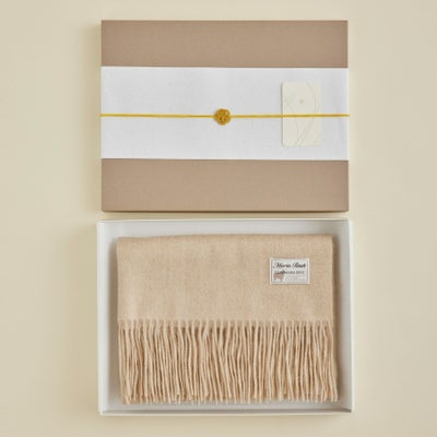 【長寿祝いギフトセット】カシミヤ100%無地マフラー＜ベージュ＞