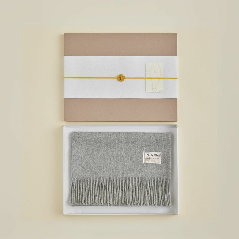 【長寿祝いギフトセット】カシミヤ100%無地マフラー＜ライトグレー＞