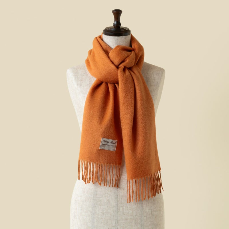 【長寿祝いギフトセット】カシミヤ100%無地マフラー＜オレンジ＞