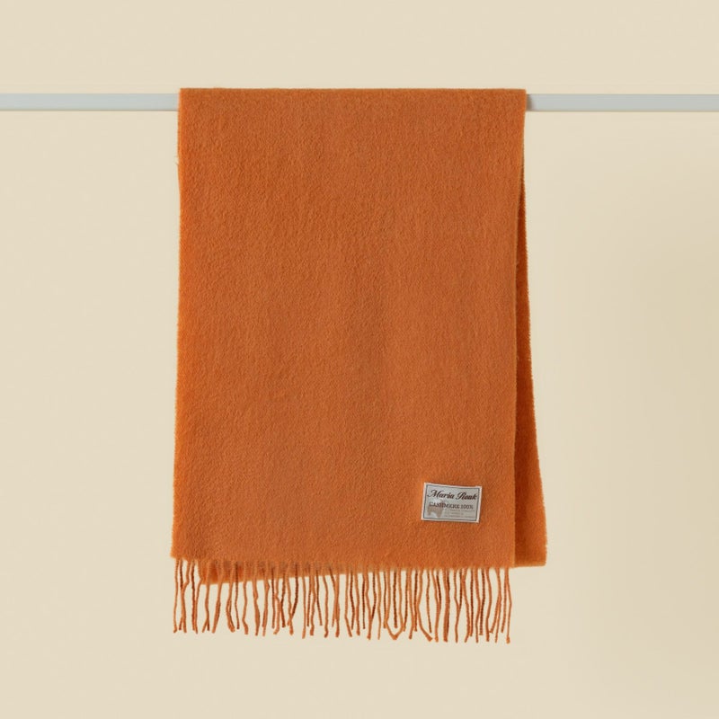 【長寿祝いギフトセット】カシミヤ100%無地マフラー＜オレンジ＞