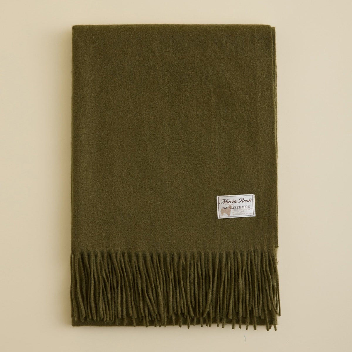 【長寿祝いギフトセット】カシミヤ100%無地ストール＜カーキ＞