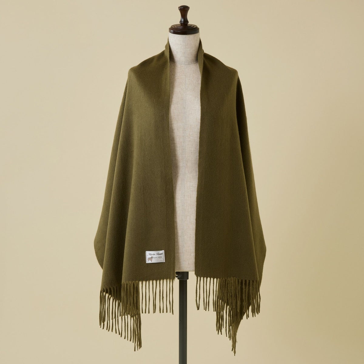 【長寿祝いギフトセット】カシミヤ100%無地ストール＜カーキ＞