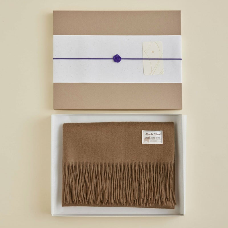 【長寿祝いギフトセット】カシミヤ100%無地ストール＜ブラウン＞
