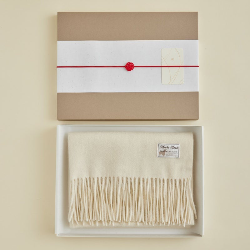 【長寿祝いギフトセット】カシミヤ100%無地ストール＜オフホワイト＞