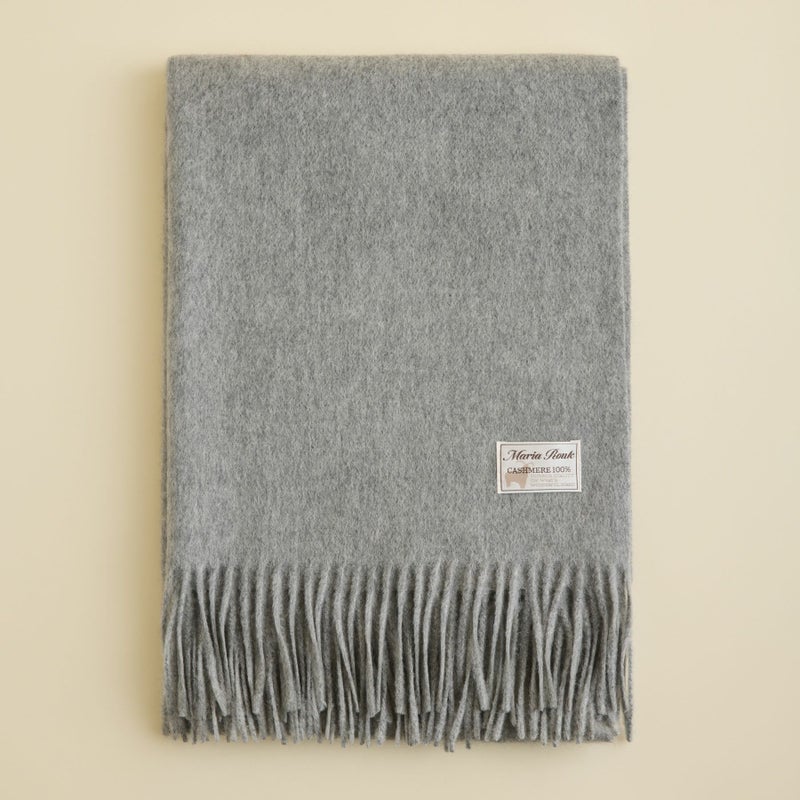 【長寿祝いギフトセット】カシミヤ100%無地ストール＜ライトグレー＞