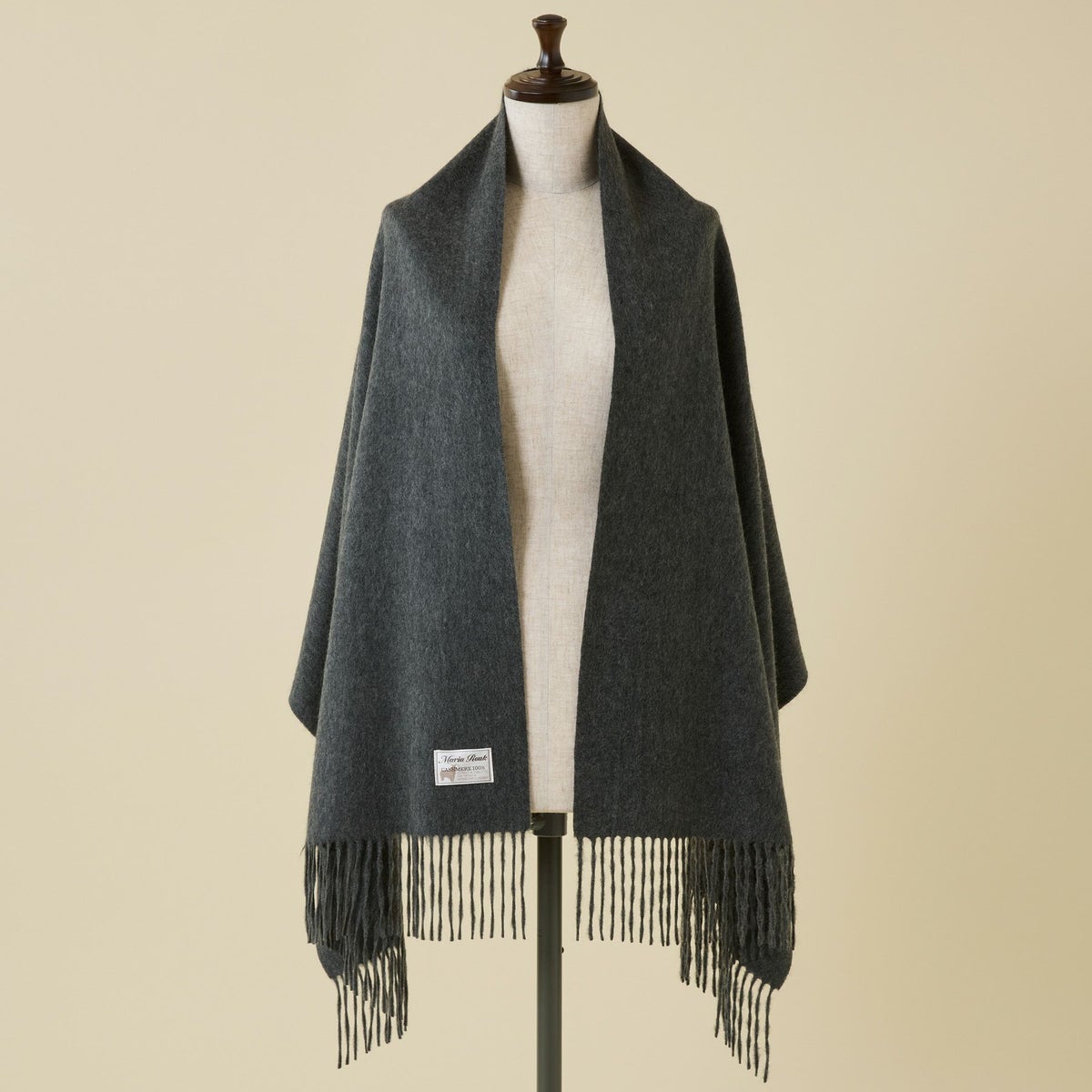 【長寿祝いギフトセット】カシミヤ100%無地ストール＜チャコール＞